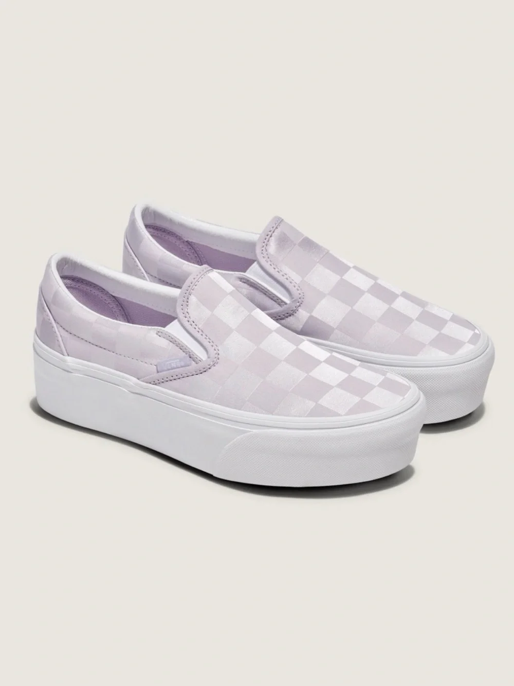 Classic Slip-On Stackform Satin Checkerboard Lilac unisex